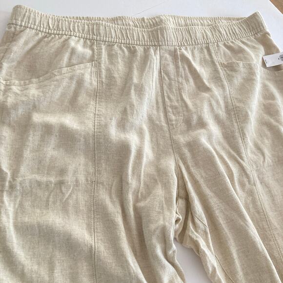 NWT Old Navy Womens XXL Beige Linen Blend Straight Taper Pants Lagenlook Beachy - Picture 4 of 11